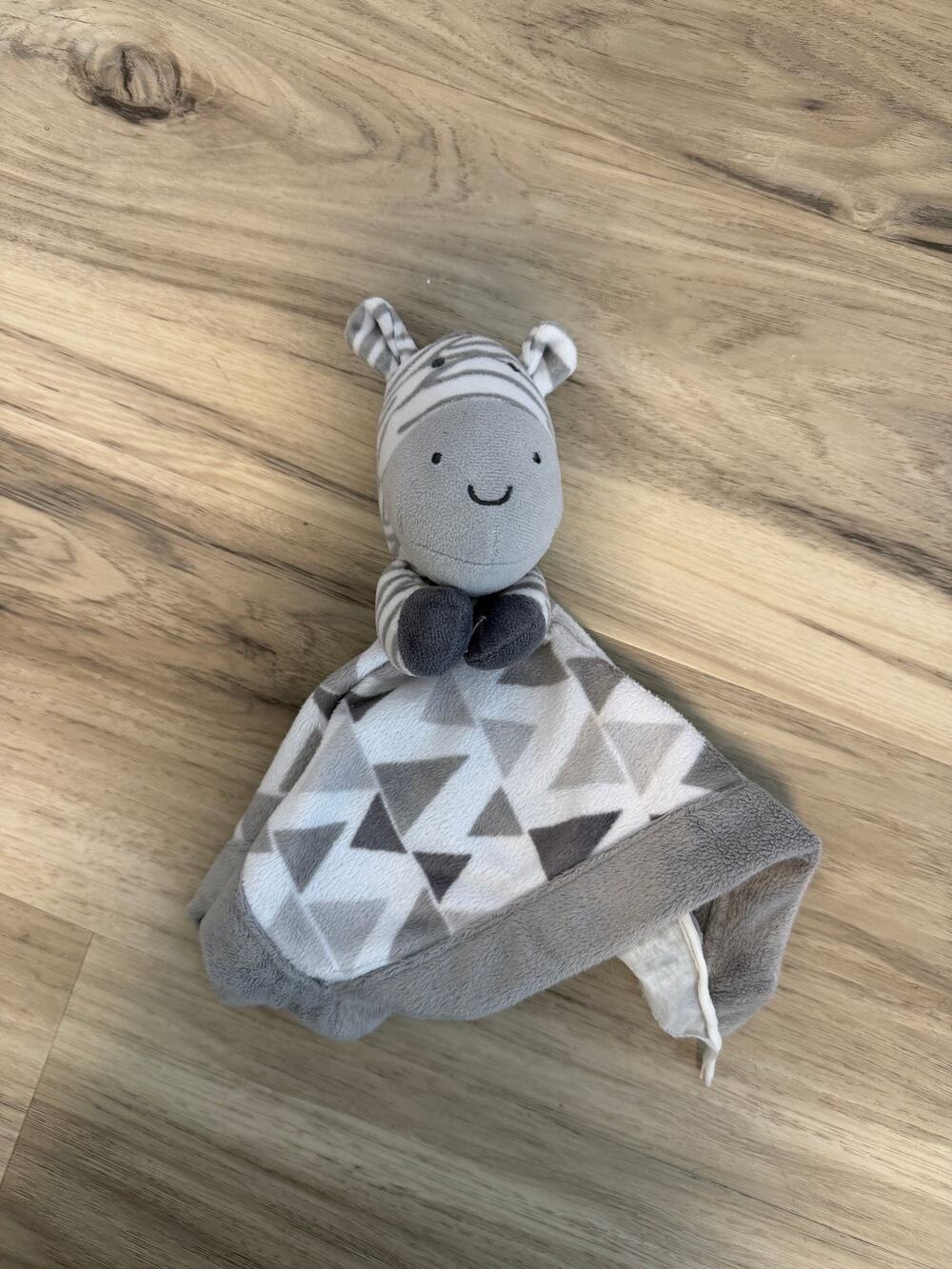 Lullaby Lane Zebra Baby Security Blanket Lovey Plush Rattle Gray and White